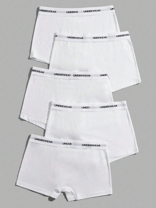 Men 5pcs Letter Tape Waist Boxer Brief