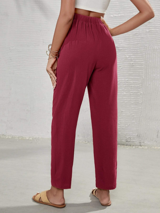 Frenchy Solid Knot Waist Cropped Pants