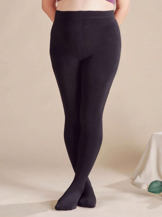 1pc 280d Plush Women's Plus Size Tights, Stretchy Daily Wear