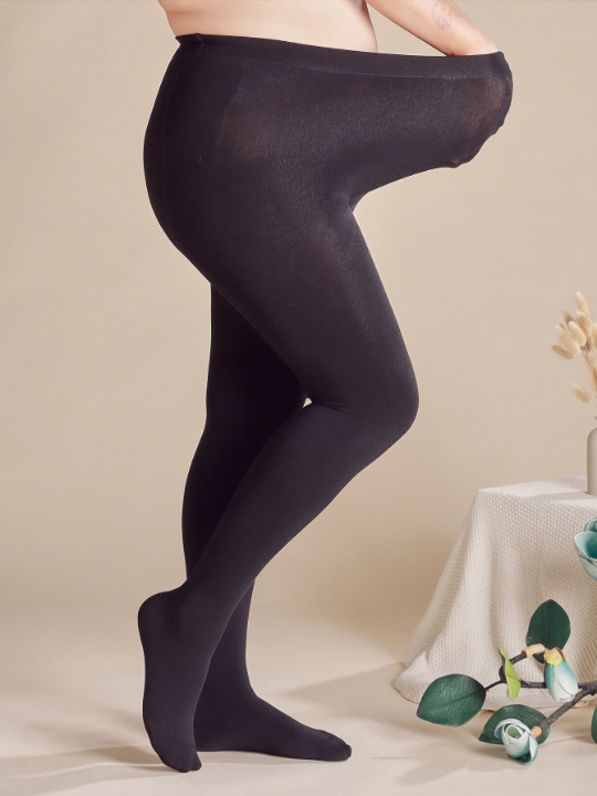 1pc 280d Plush Women's Plus Size Tights, Stretchy Daily Wear