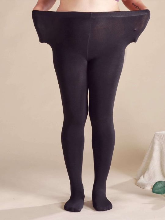 1pc 280d Plush Women's Plus Size Tights, Stretchy Daily Wear