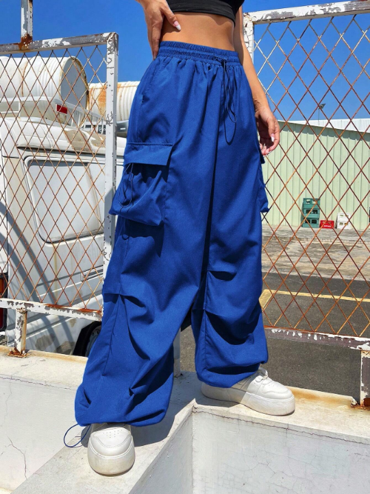 Coolane Flap Pocket Side Drawstring Waist Cargo Pants