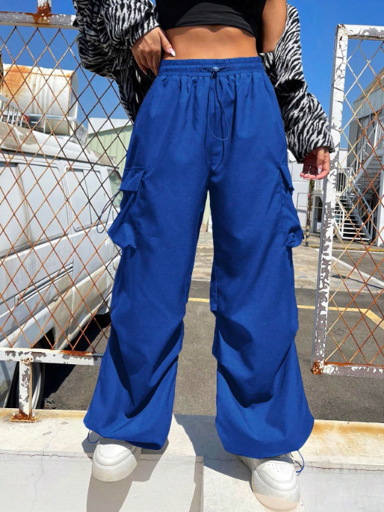 Coolane Flap Pocket Side Drawstring Waist Cargo Pants