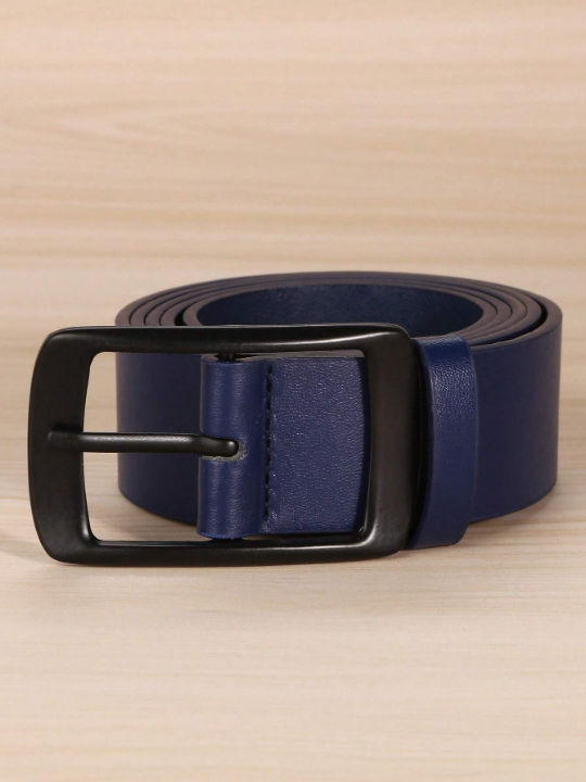 1pc Men Rectangle Buckle Casual Belt For Daily Life