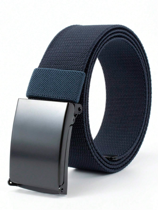 1pc Men Braided Detail Casual Rectangle Buckle Belt For Daily Life