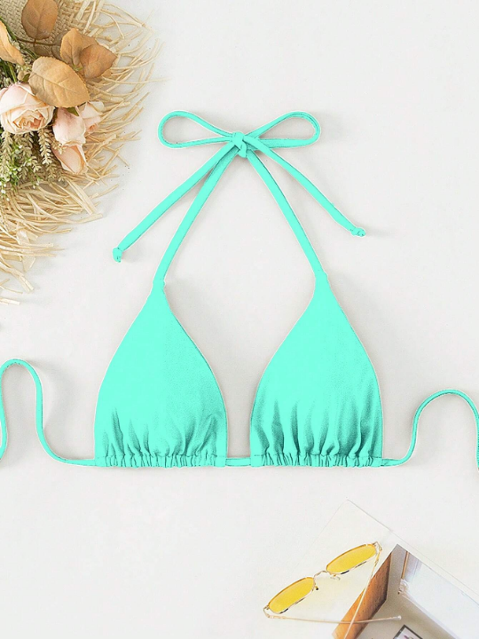 Swim Vcay Halter Triangle Bikini Top