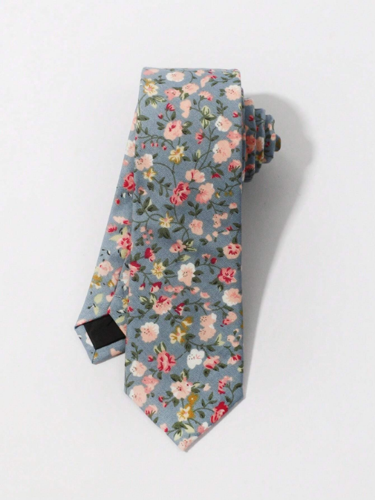 1pc Men Floral Print Fashionable Tie, For Party