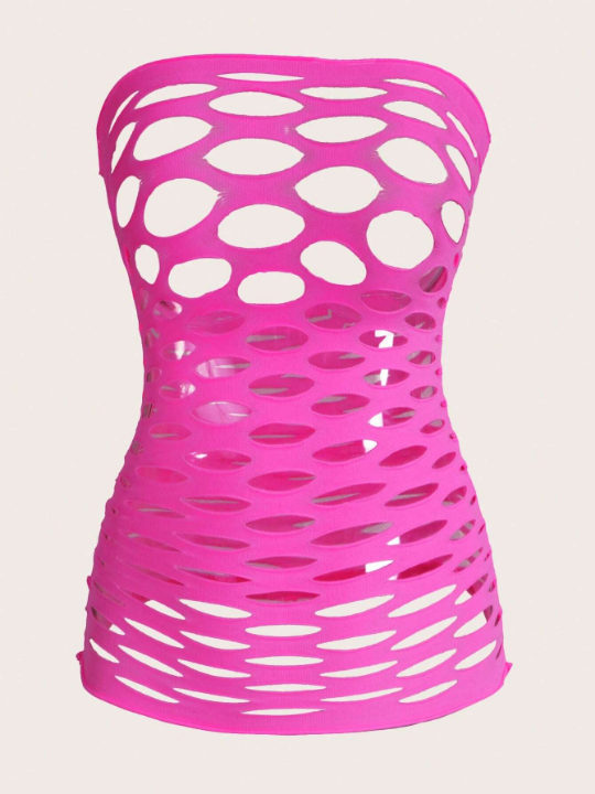 ROMWE Solid Cut Out Tube Slips