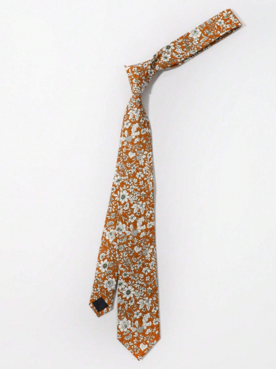 1pc Men Flower Print Fashionable Tie For Daily Decoration