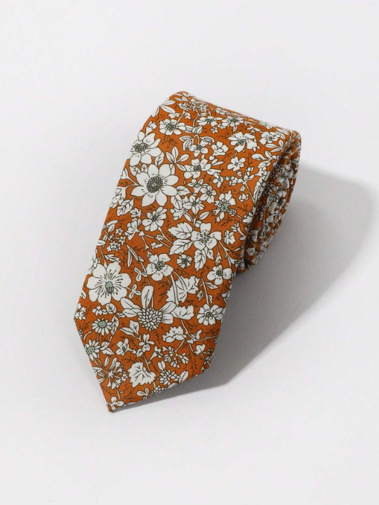 1pc Men Flower Print Fashionable Tie For Daily Decoration