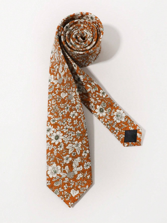 1pc Men Flower Print Fashionable Tie For Daily Decoration