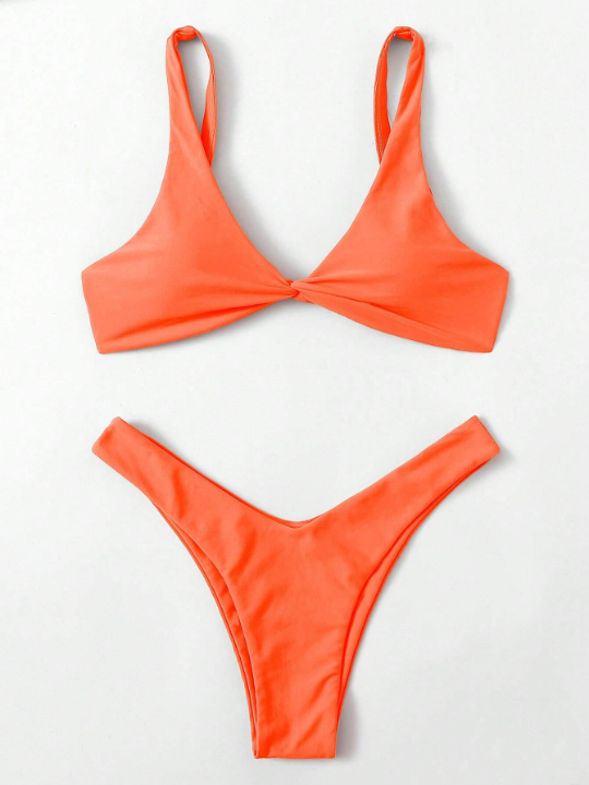 Swim Basics Twist High Cut Bikini Swimsuit