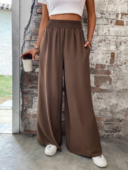 Elastic Waist Wide Leg Pants