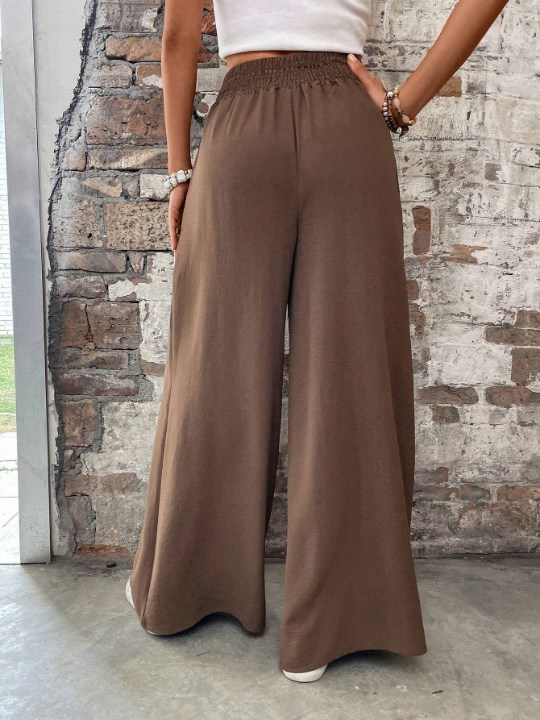 Elastic Waist Wide Leg Pants