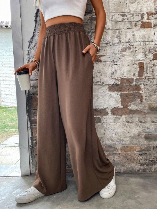 Elastic Waist Wide Leg Pants