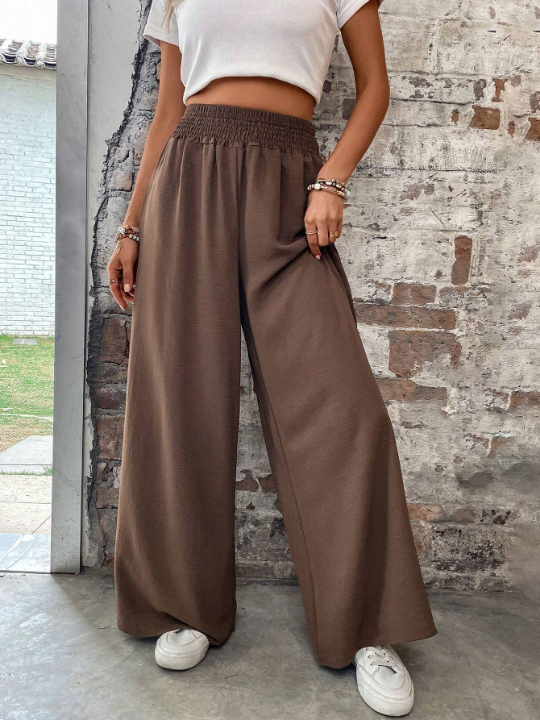 Elastic Waist Wide Leg Pants