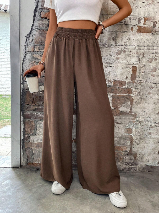 Elastic Waist Wide Leg Pants