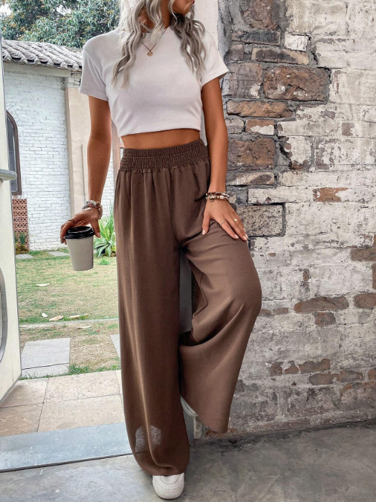 Elastic Waist Wide Leg Pants