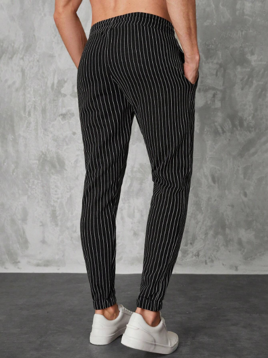 Manfinity Homme Men Striped Print Drawstring Waist Pants