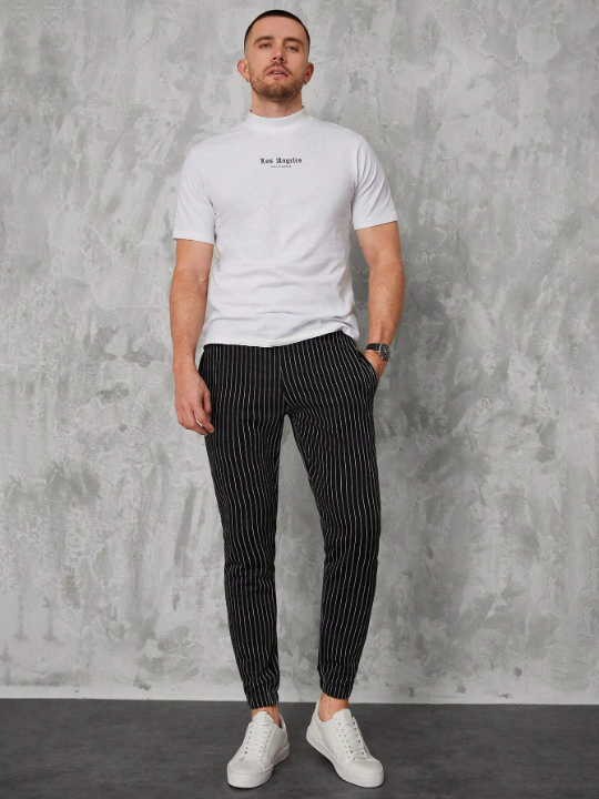 Manfinity Homme Men Striped Print Drawstring Waist Pants