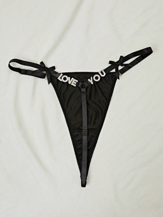 Letter Graphic Bow Decor Thong