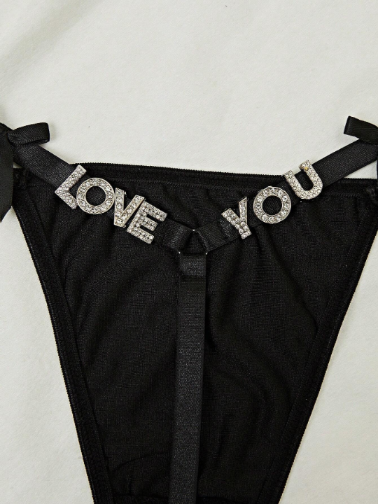 Letter Graphic Bow Decor Thong