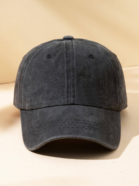 1pc Men's Washed  Pure Color Cap Baseball Cap