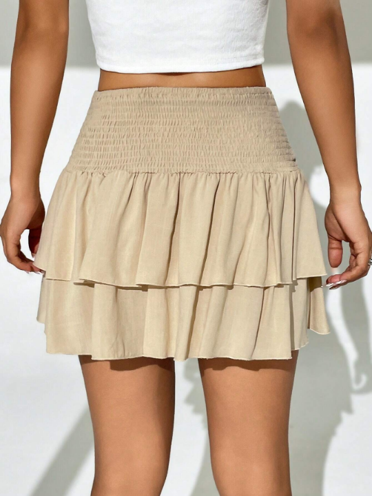 PETITE High Waist Two Layer Hem Short Summer Skirt