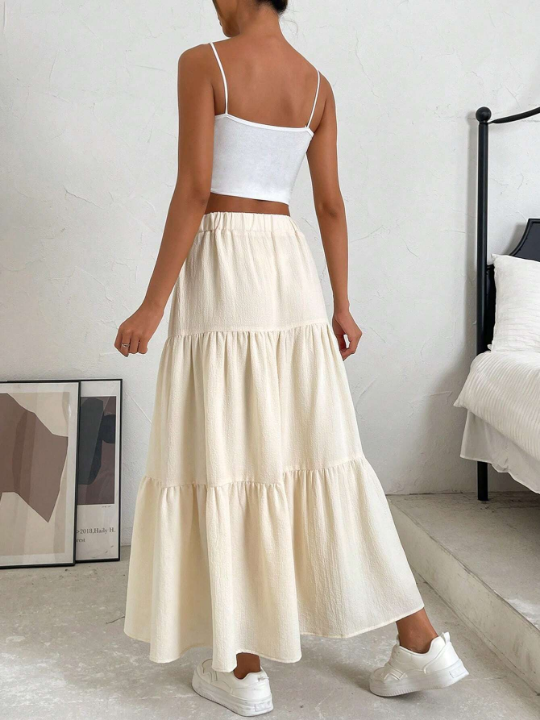 EZwear Solid Layered Hem Skirt