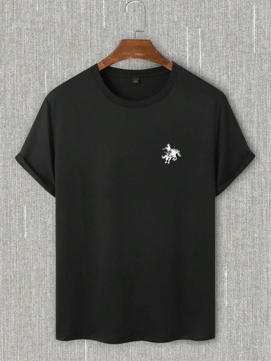 Manfinity Homme Men Figure & Horse Embroidery Tee