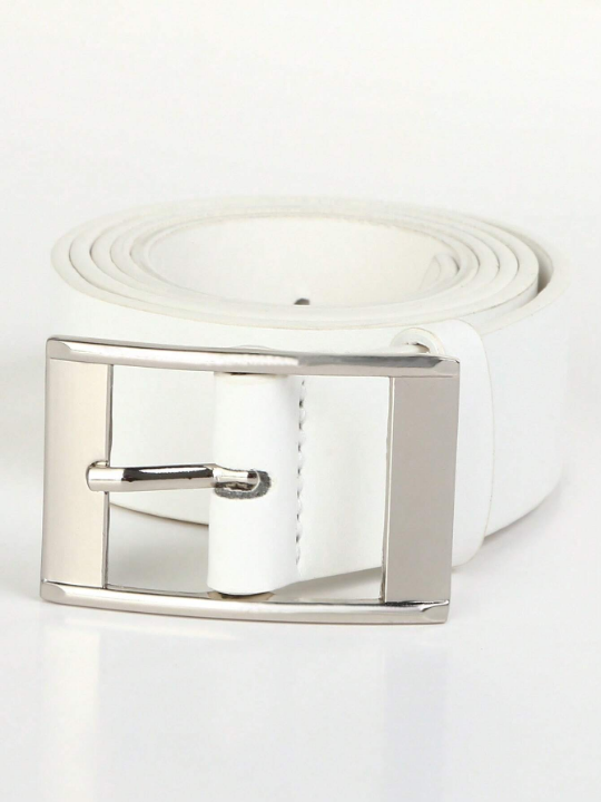 1pc Men Rectangle Buckle Casual Belt For Daily Life