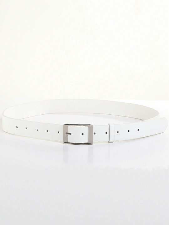 1pc Men Rectangle Buckle Casual Belt For Daily Life