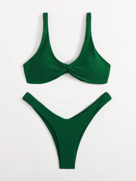 Swim Basics Twist High Cut Bikini Swimsuit