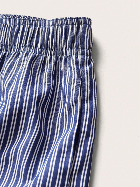 EZwear Summer Striped Print Patch Detail Baggy Shorts