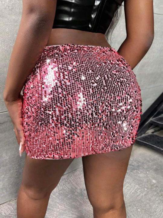 Slayr High Waist Sequin Bodycon Skirt