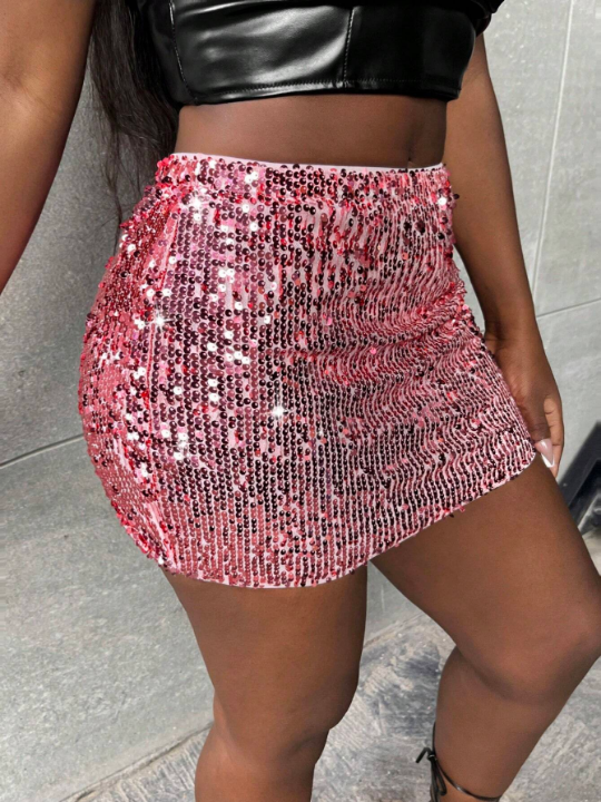 Slayr High Waist Sequin Bodycon Skirt