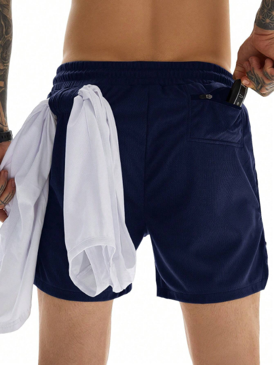 Sport Corelite Men Split Hem Drawstring Waist Sports Shorts With Phone Pocket