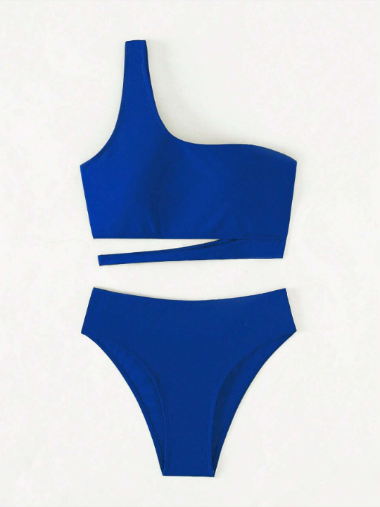 Cut Out One Shoulder Bikini Swimsuit