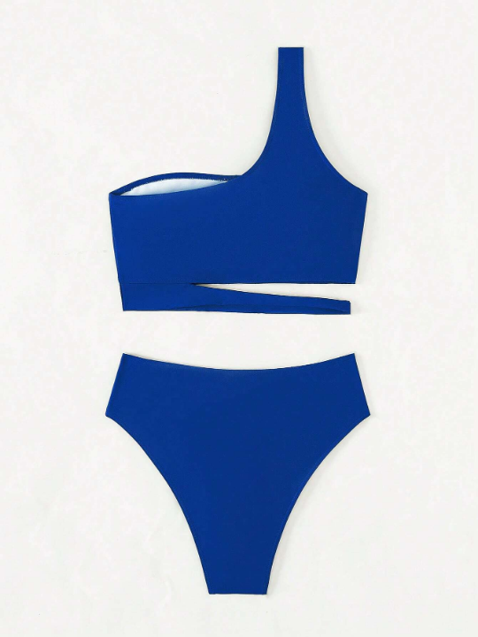 Cut Out One Shoulder Bikini Swimsuit