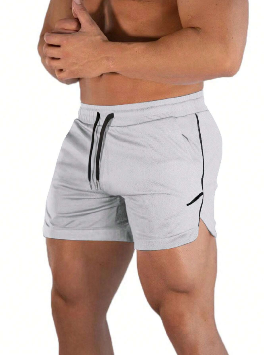 Sport PWRUP Men Drawstring Waist Split Hem Sports Shorts