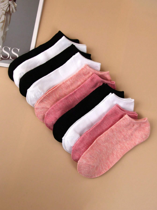 10pairs Solid Ankle Socks