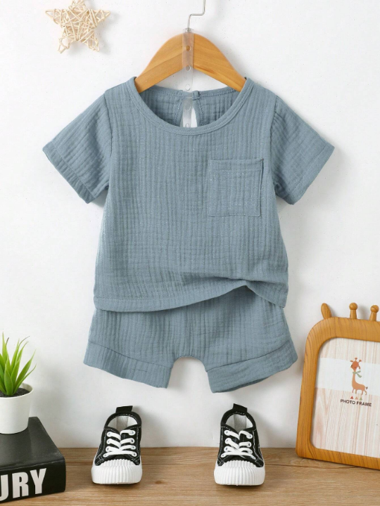 Baby Boy Patched Pocket Tee & Shorts