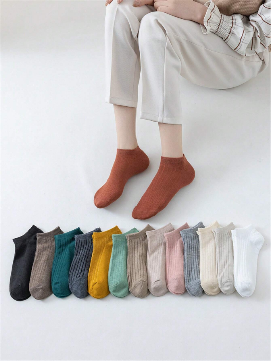 14pairs Solid Ankle Socks