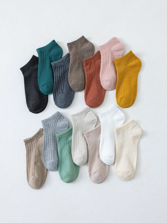 14pairs Solid Ankle Socks