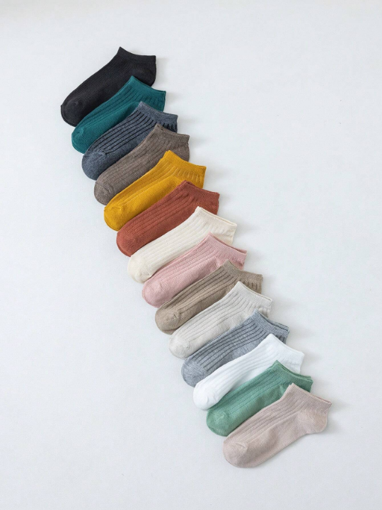 14pairs Solid Ankle Socks