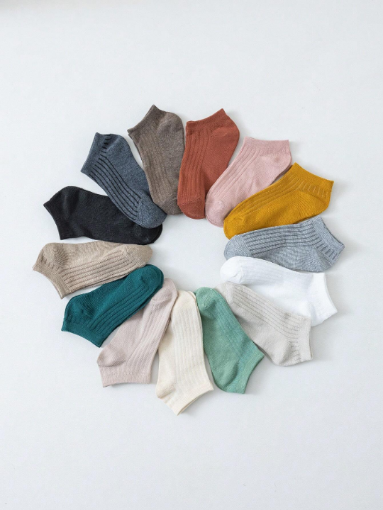 14pairs Solid Ankle Socks