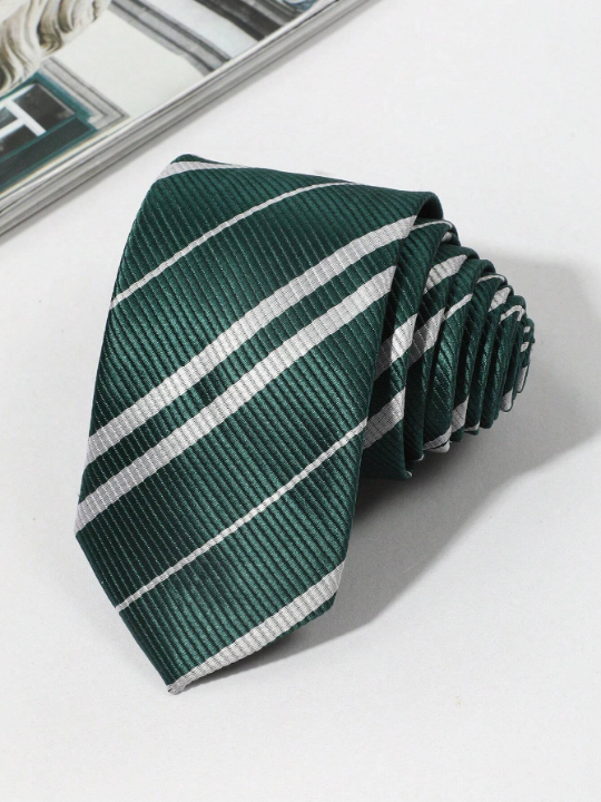1pc Men's Fashionable Diagonal Stripe Tie in Business Style For Wedding and Business Use Decoration