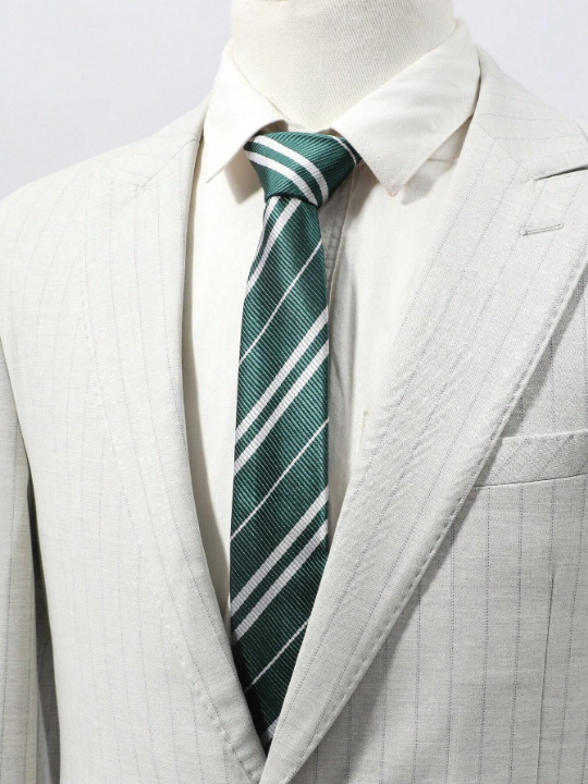 1pc Men's Fashionable Diagonal Stripe Tie in Business Style For Wedding and Business Use Decoration