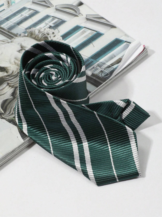 1pc Men's Fashionable Diagonal Stripe Tie in Business Style For Wedding and Business Use Decoration