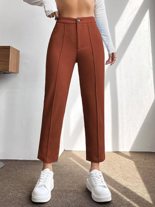 PETITE Solid Seam Detail Cropped Pants